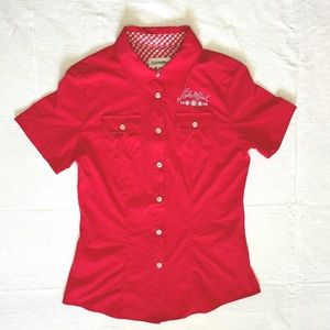 Schöffel red fitted women’s blouse size 6